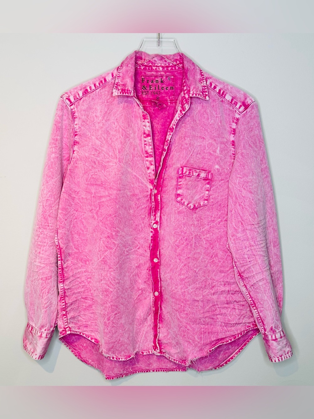 Frank & Eileen Pink Mineral Acid Wash Button Down Shirt Top - Picture 14 of 16
